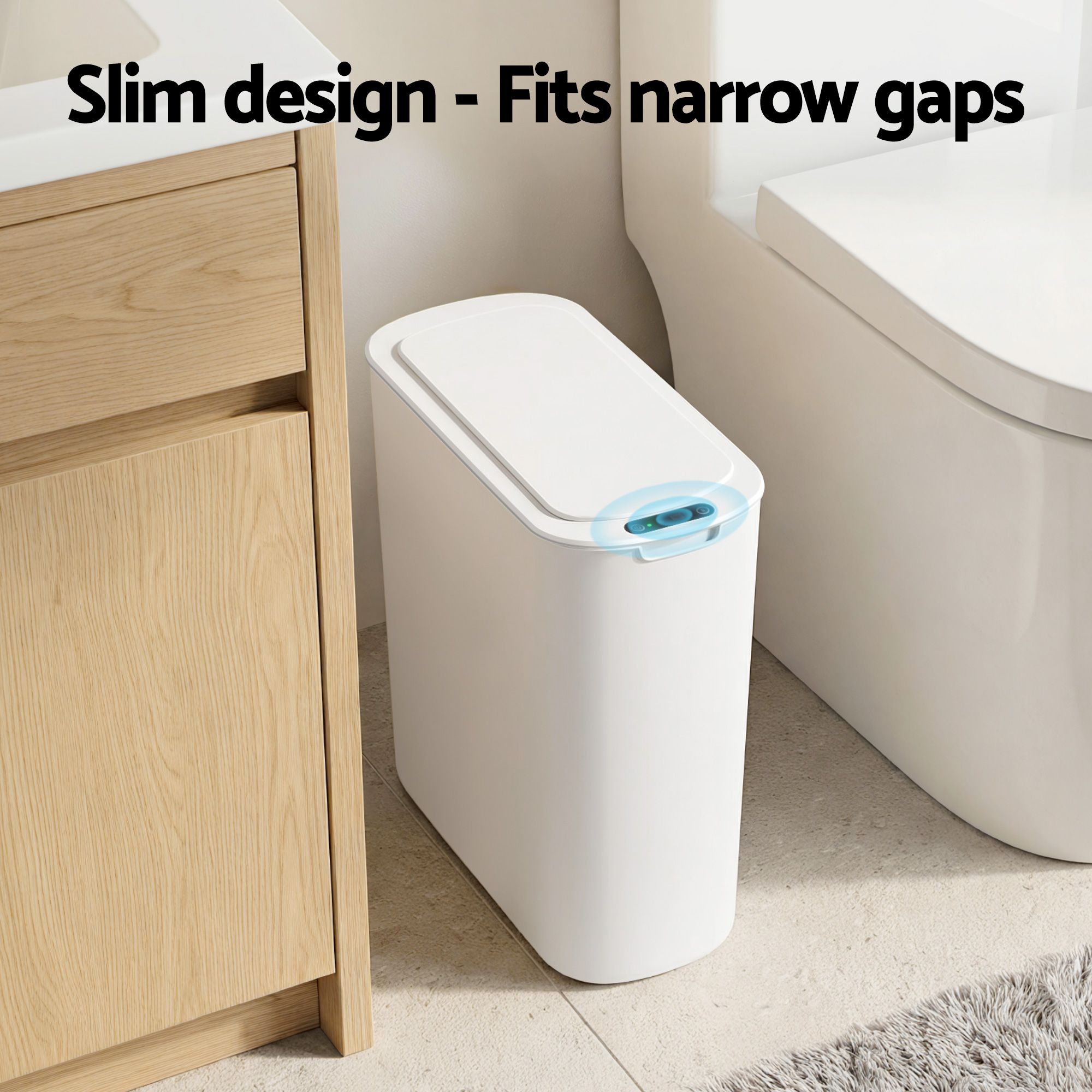 Devanti 21L Slim Motion Sensor Bin – White