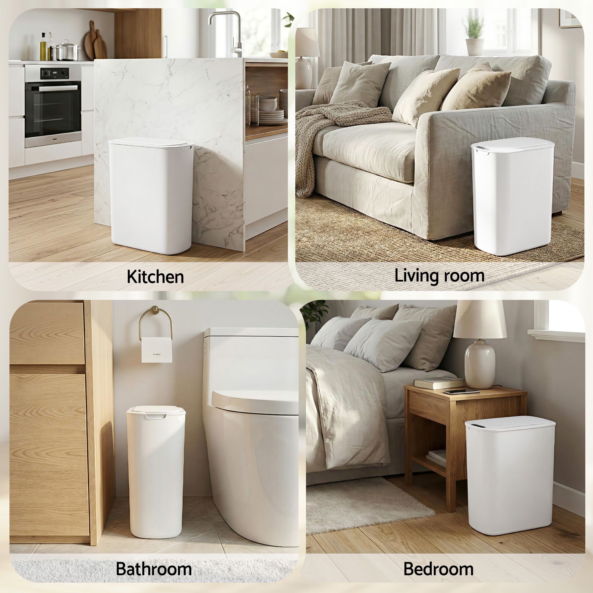 Devanti 21L Slim Motion Sensor Bin – White