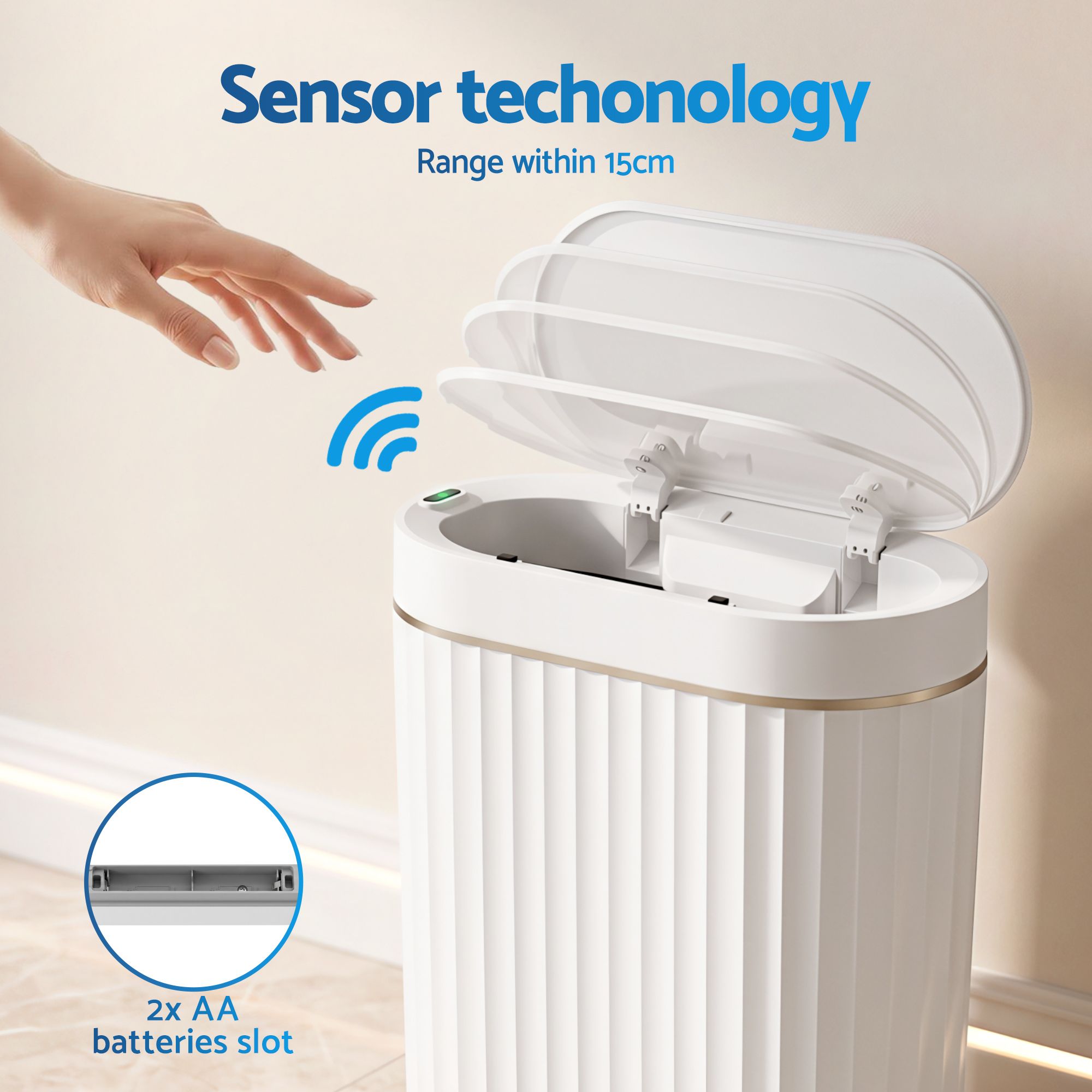 Devanti 7L Slim Motion Sensor Bin – White