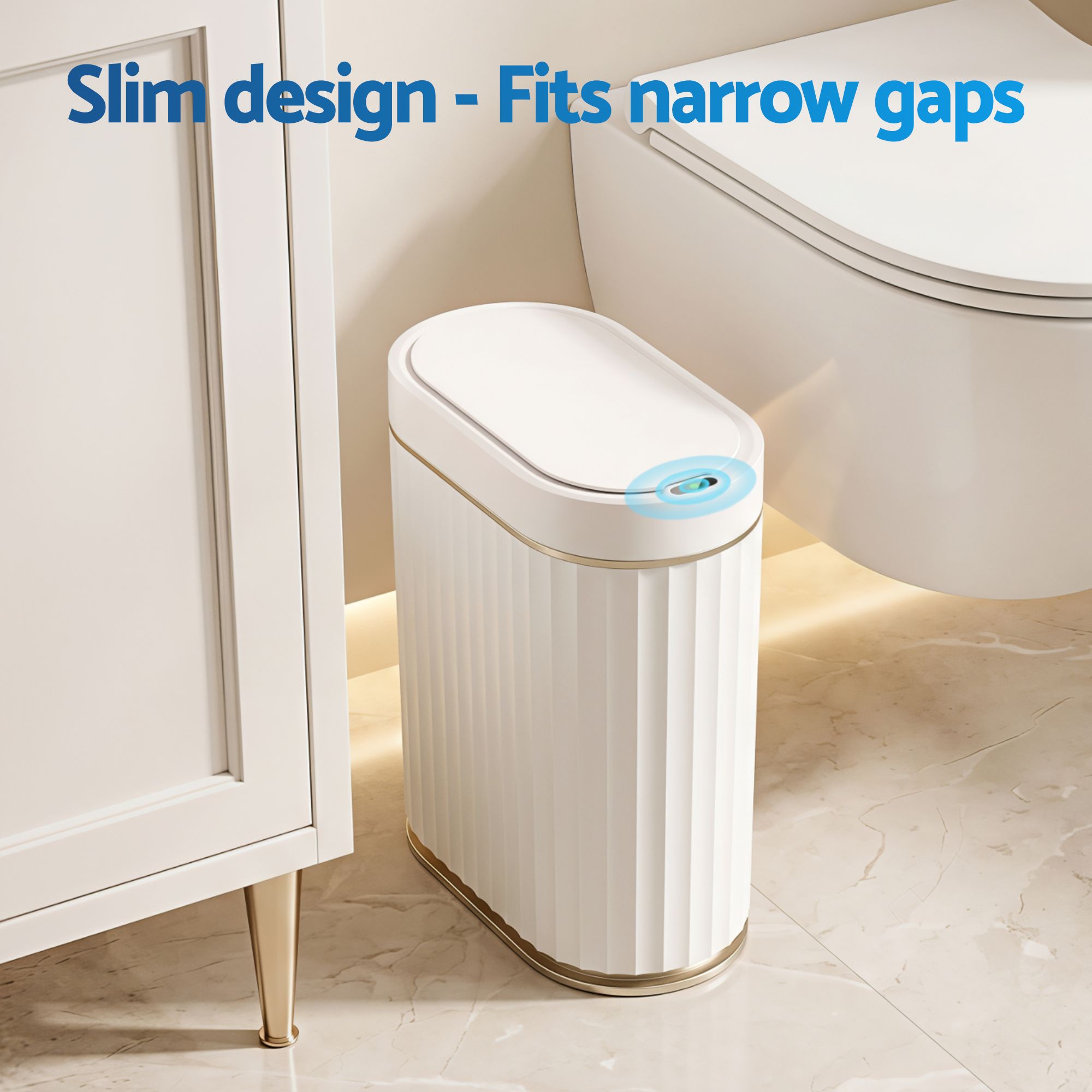 Devanti 7L Slim Motion Sensor Bin – White