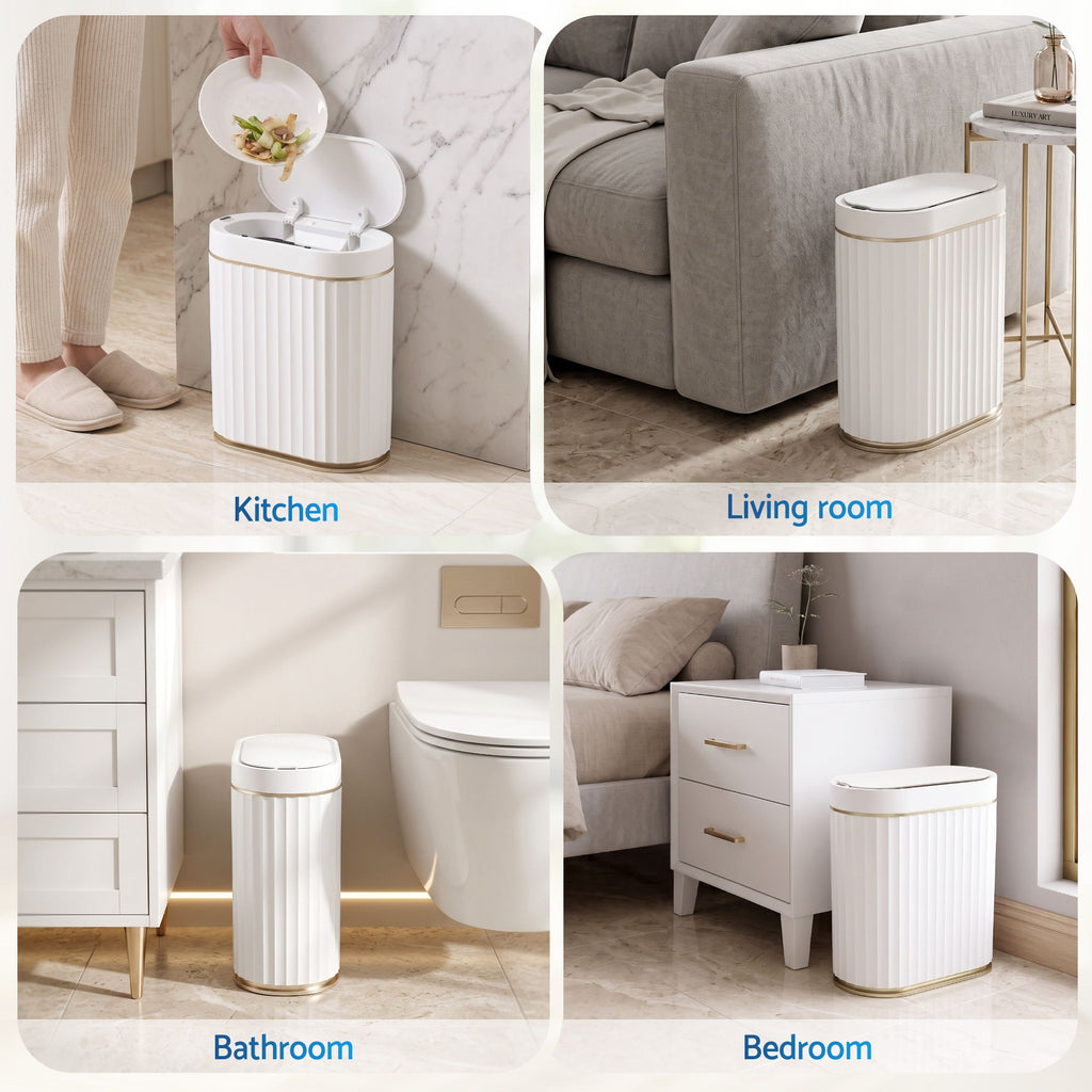 Devanti 7L Slim Motion Sensor Bin – White