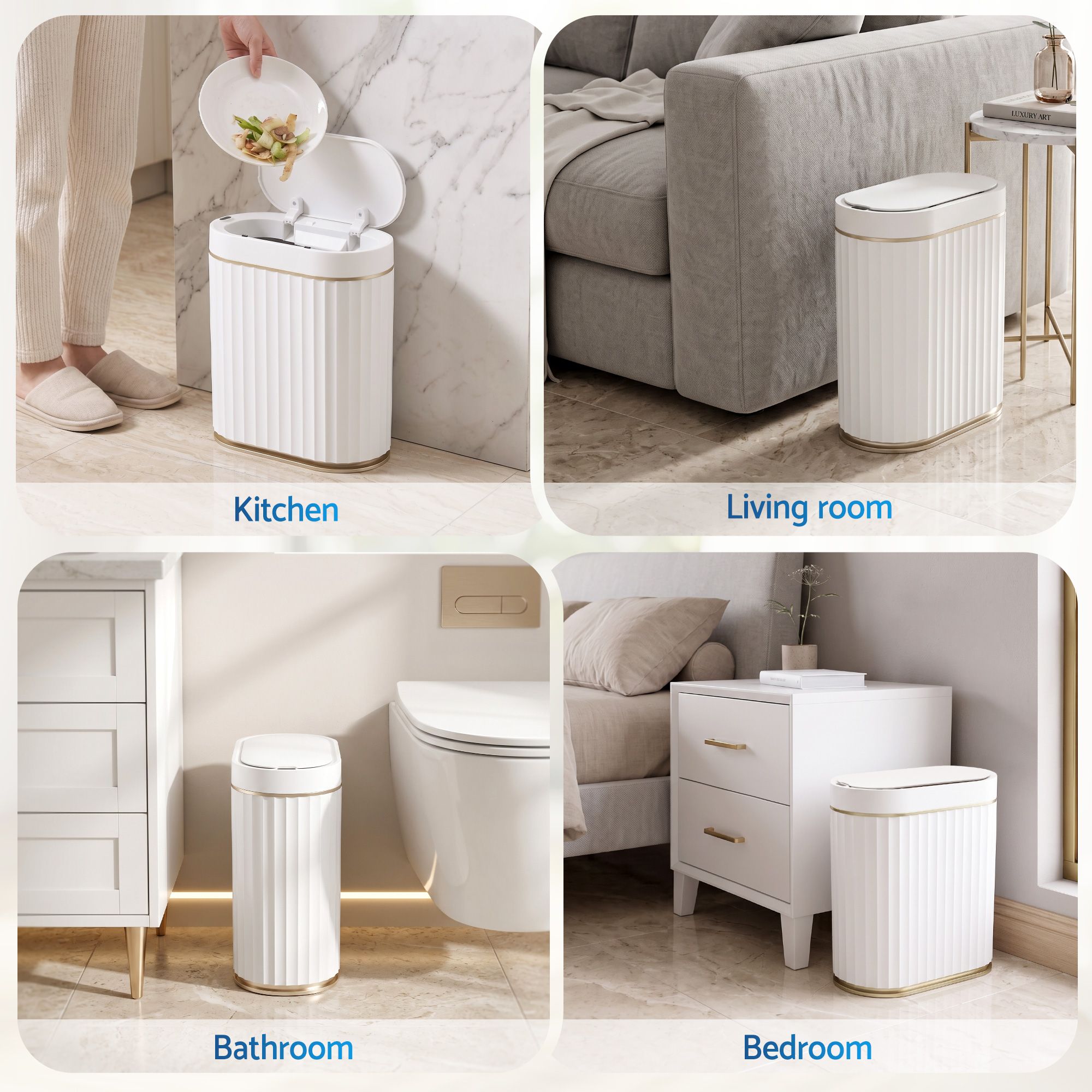 Devanti 7L Slim Motion Sensor Bin – White