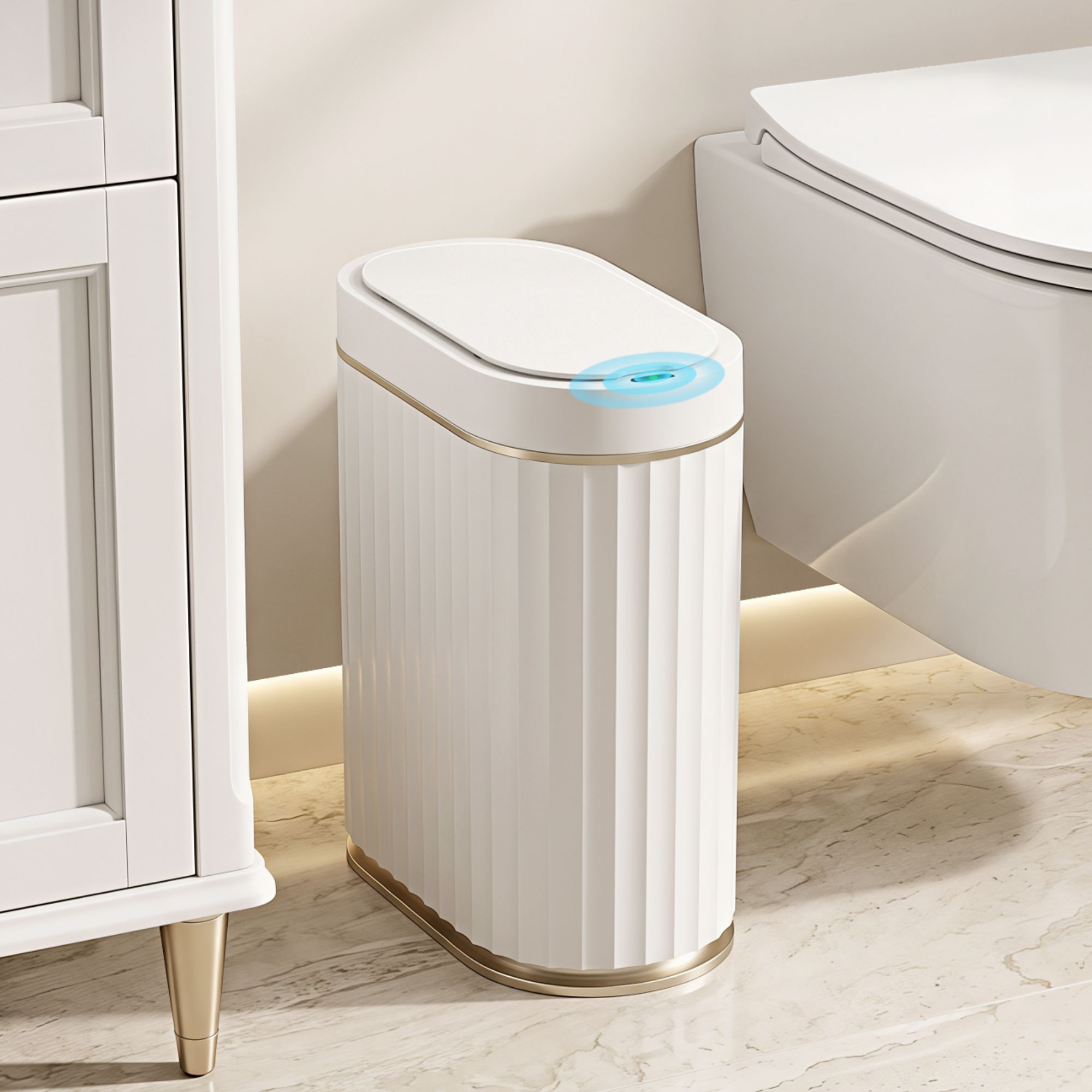 Devanti 7L Slim Motion Sensor Bin – White