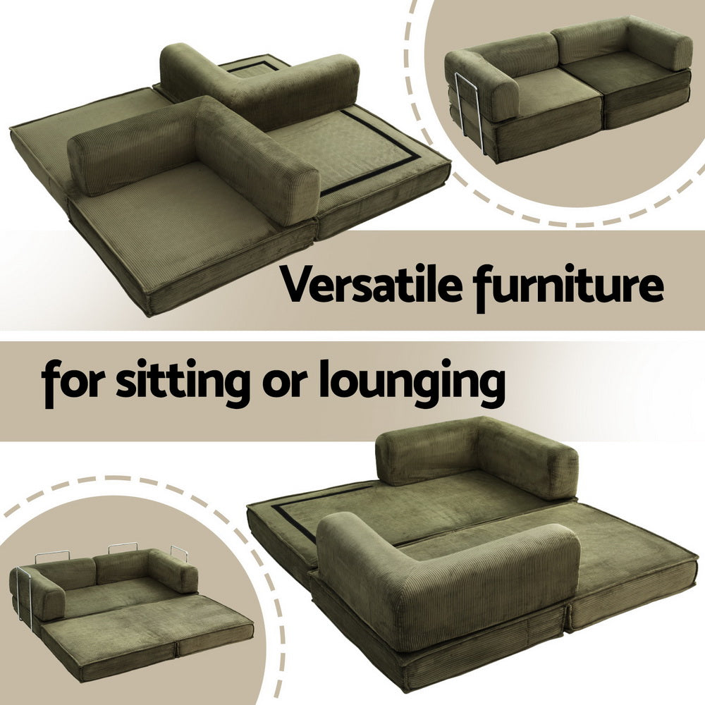 Artiss Convertible Folding Sofa Bed Green