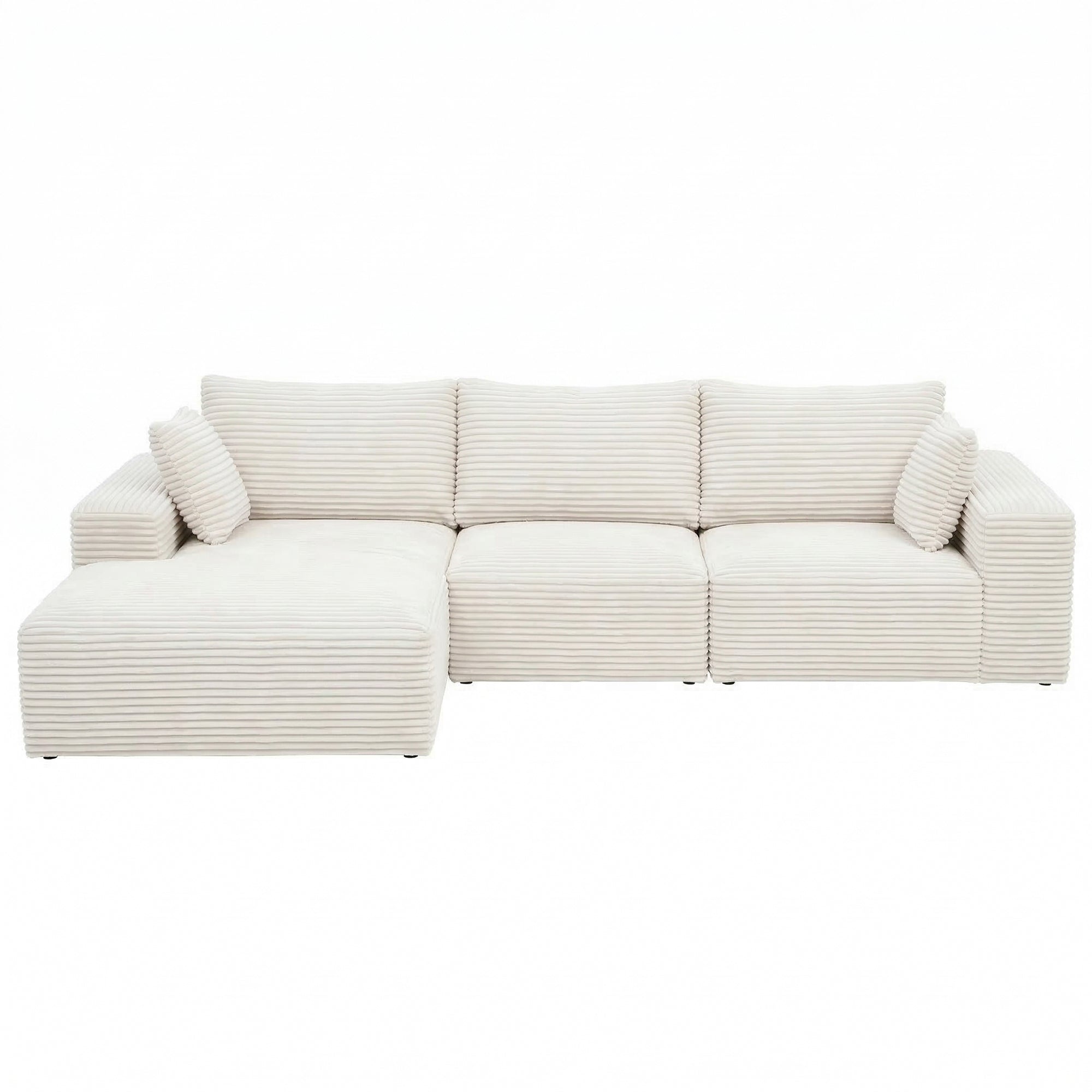 Artiss Modular Sectional Boneless Sofa Bed – White Corduroy