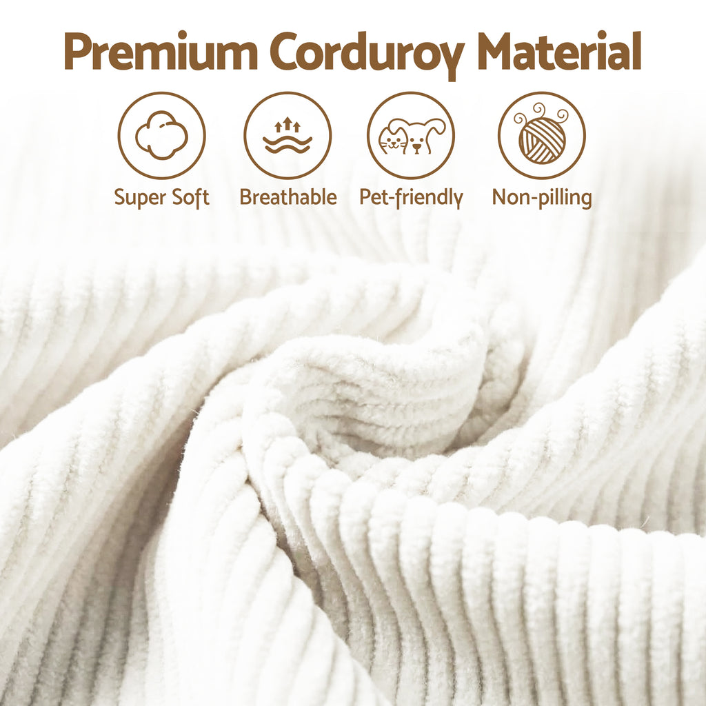 Artiss Modular Sectional Boneless Sofa Bed – White Corduroy