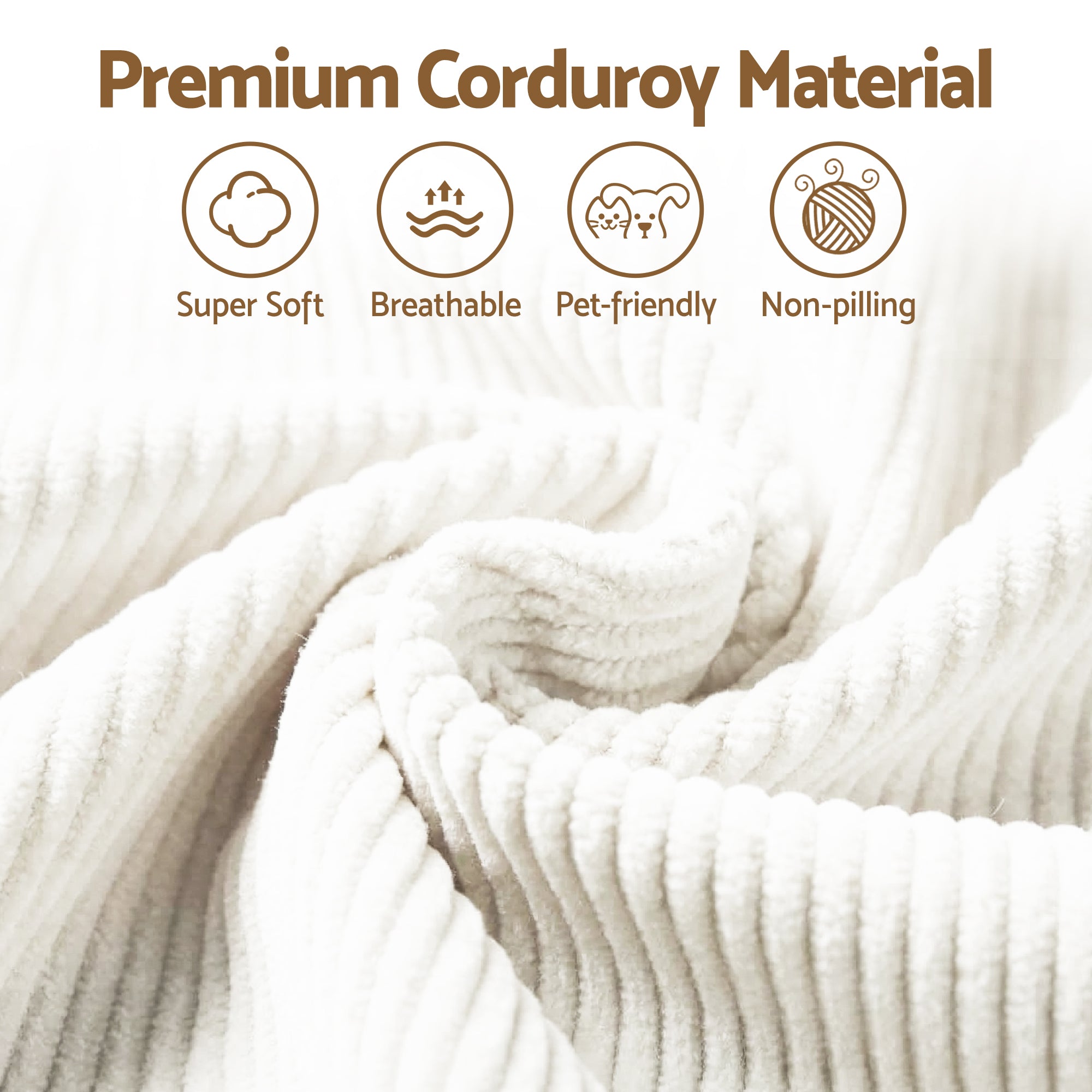 Artiss Modular Sectional Boneless Sofa Bed – White Corduroy
