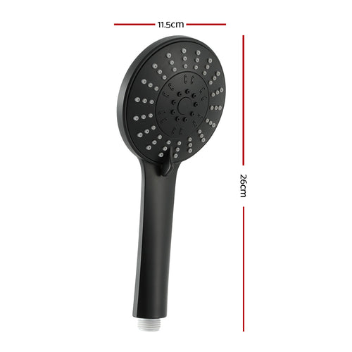 4.5-Inch Round Handheld Shower Head – 5 Modes, Black