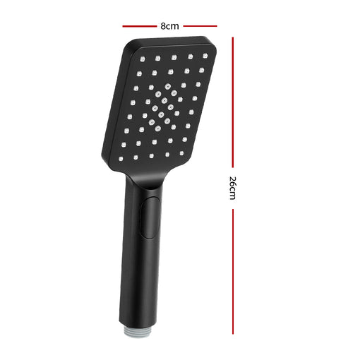 3.1-Inch Square Handheld Shower Head – 3 Modes, Black