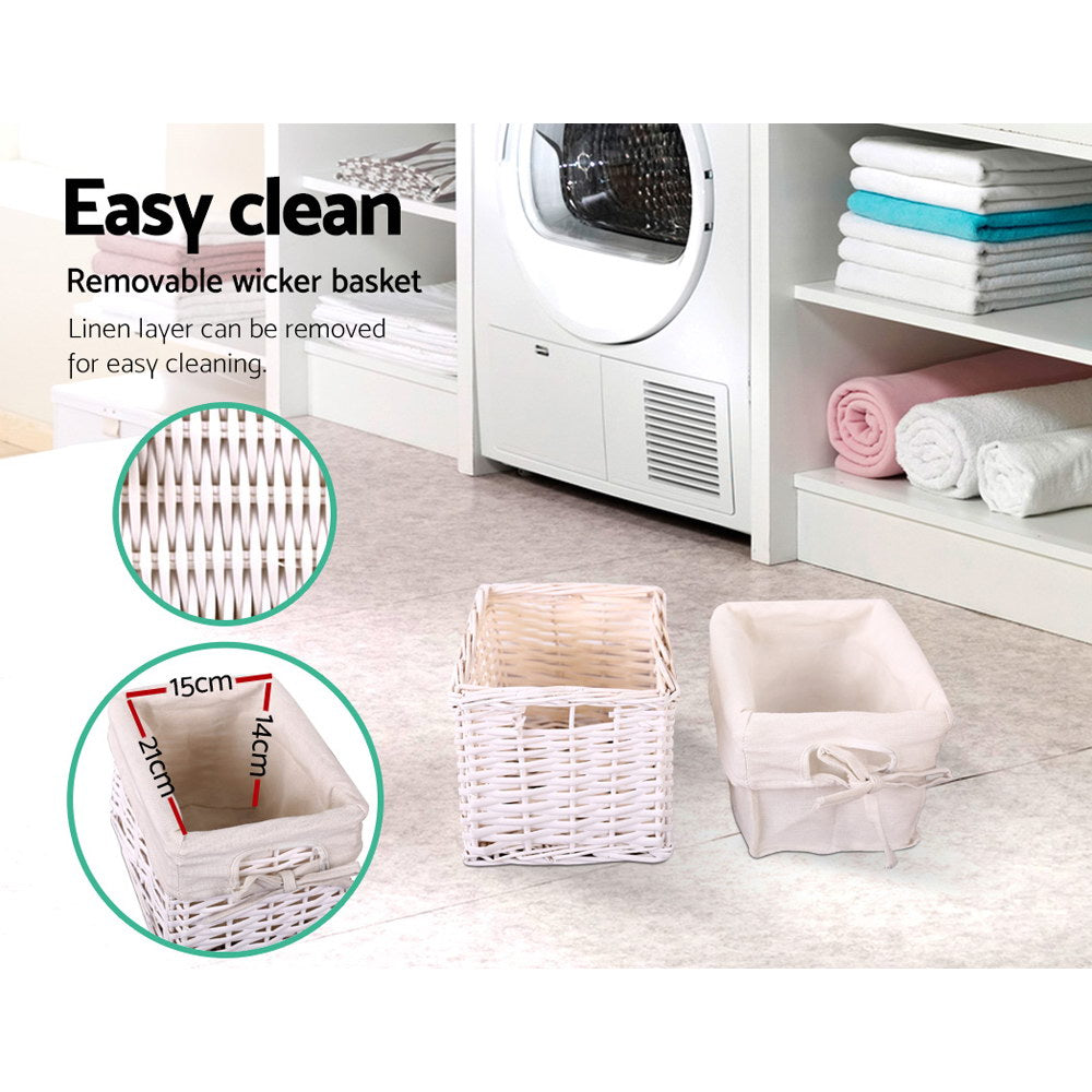 Artiss Claire Bedside Tables with Drawer and Basket – White, Set of 2