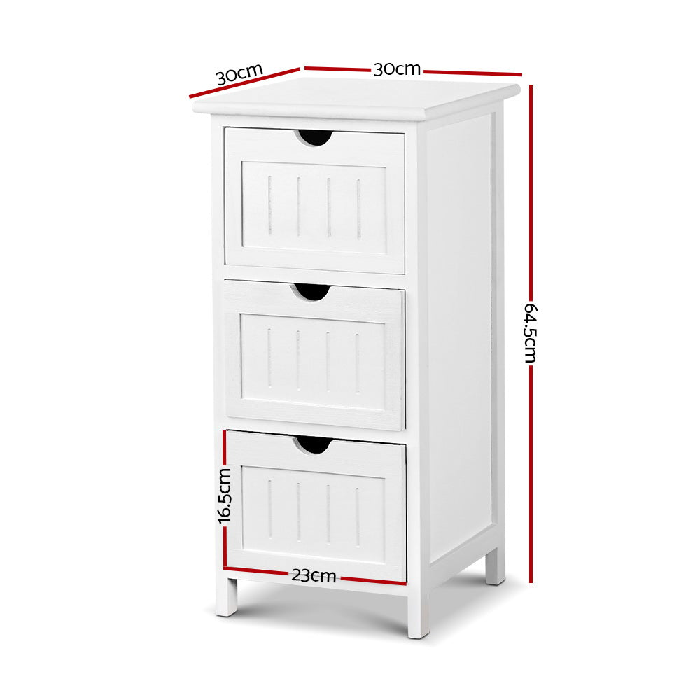 Artiss 3-Drawer Storage Cabinet – White