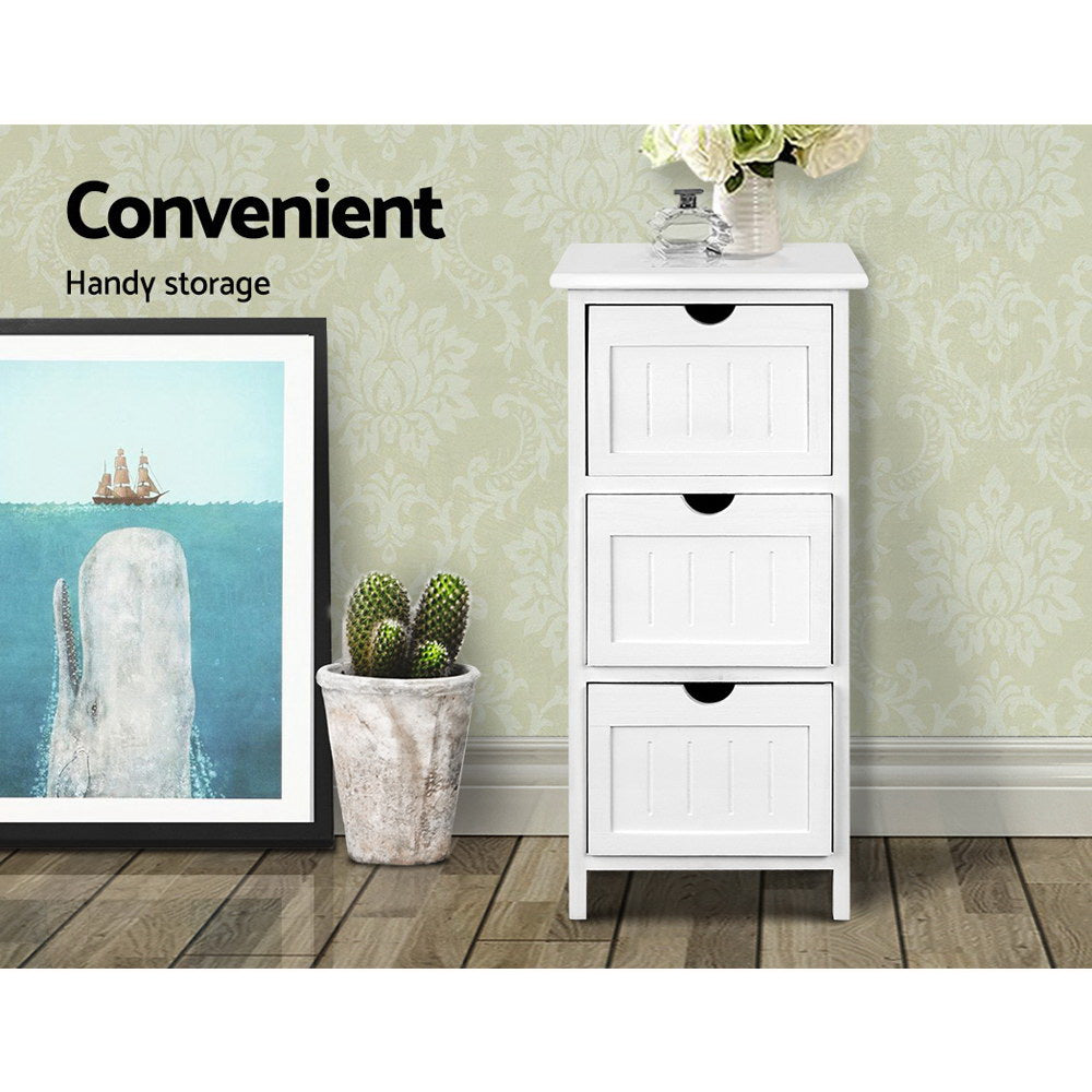 Artiss 3-Drawer Storage Cabinet – White