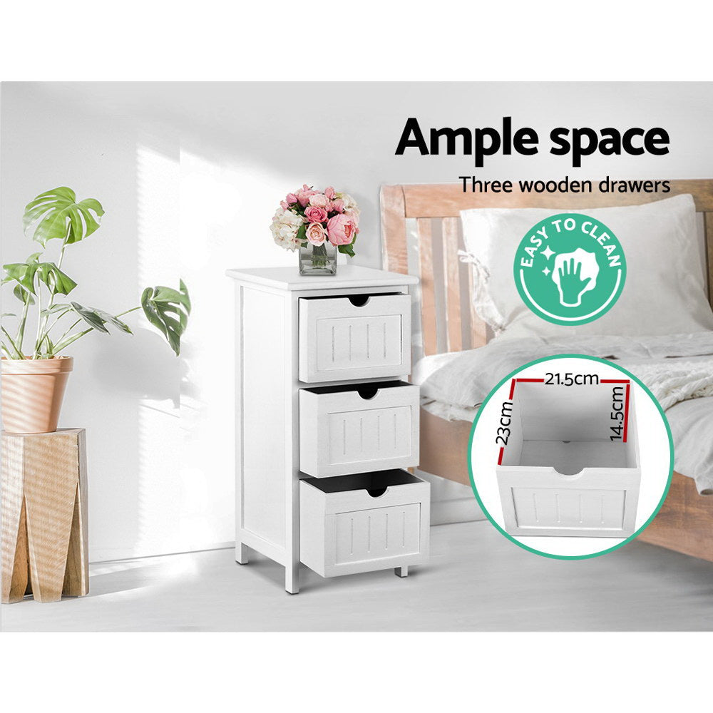 Artiss 3-Drawer Storage Cabinet – White