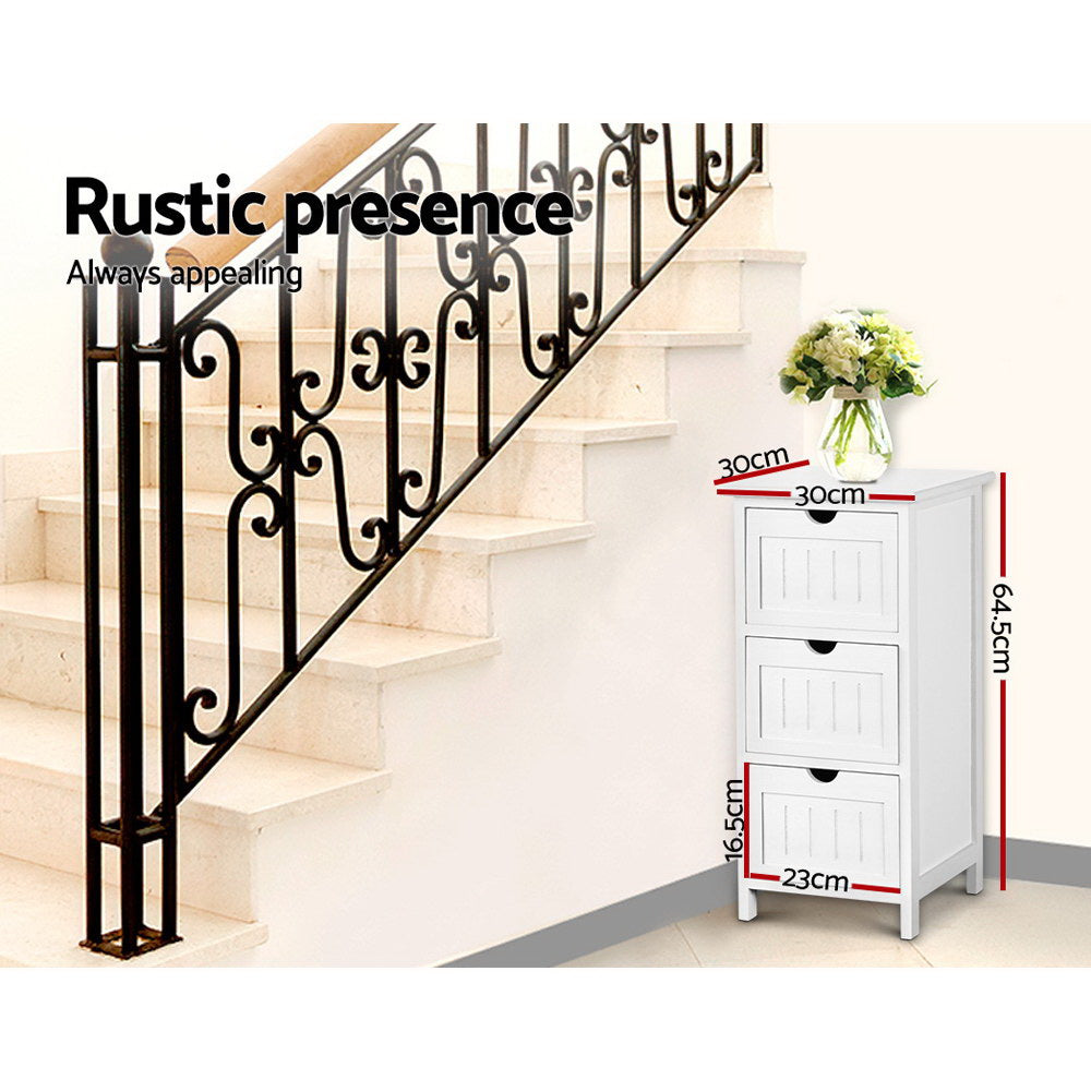 Artiss 3-Drawer Storage Cabinet – White