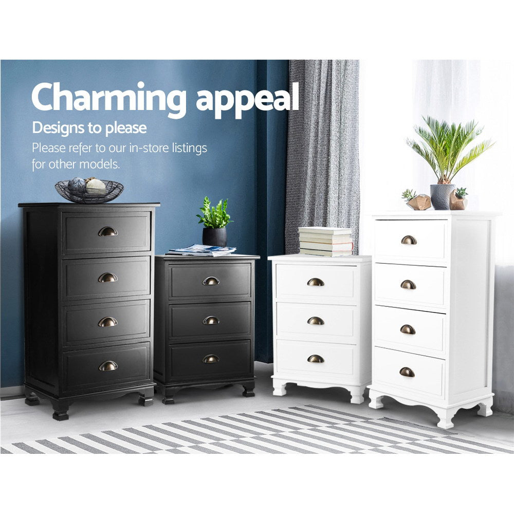 Artiss Thyme 3-Drawer Storage Cabinet – Black