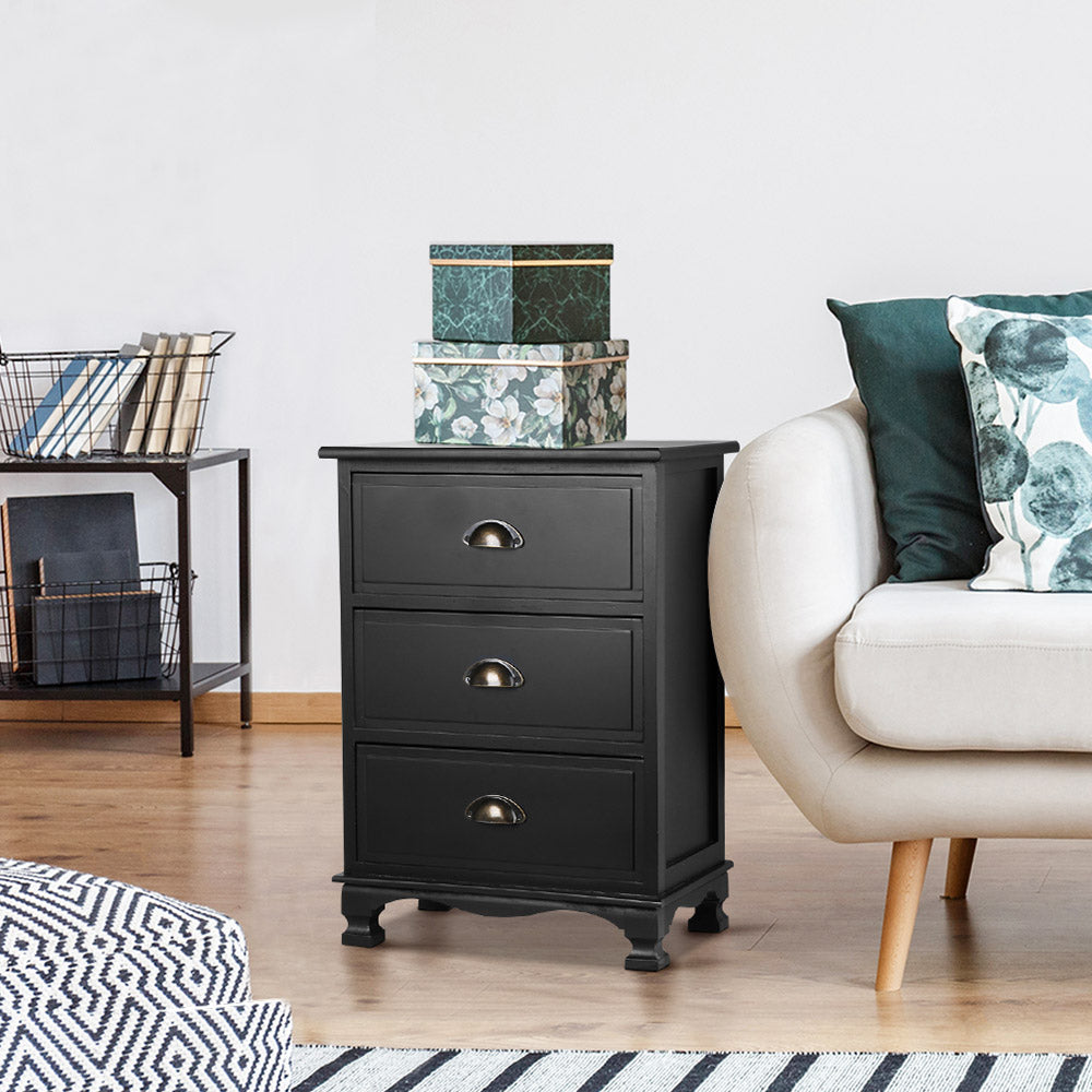 Artiss Thyme 3-Drawer Storage Cabinet – Black