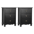 Artiss Thyme Paulownia-Wood Bedside Tables – Black, Set of 2