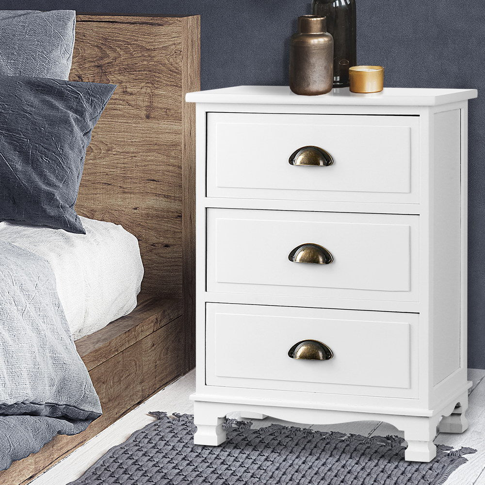 Artiss Thyme 3-Drawer Storage Cabinet – White