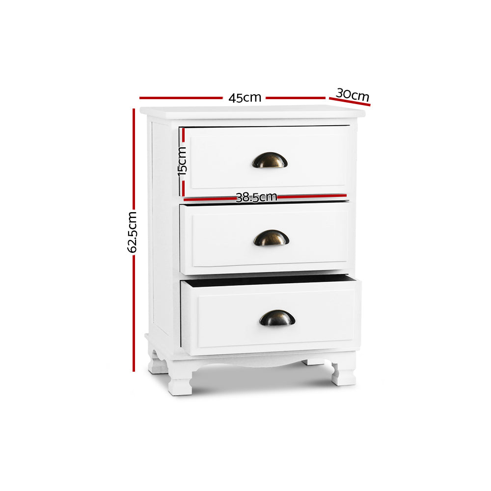 Artiss Thyme 3-Drawer Storage Cabinet – White
