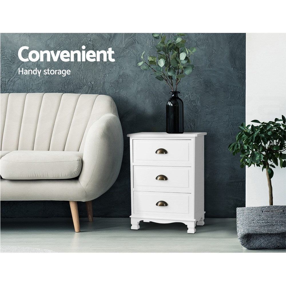 Artiss Thyme 3-Drawer Storage Cabinet – White