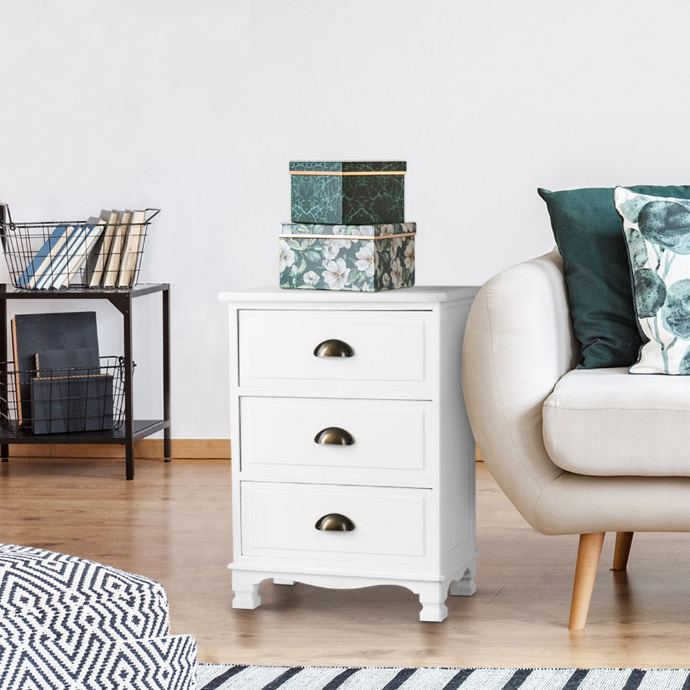 Artiss Thyme 3-Drawer Storage Cabinet – White