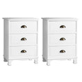 Artiss Thyme Paulownia-Wood Bedside Tables – White, Set of 2
