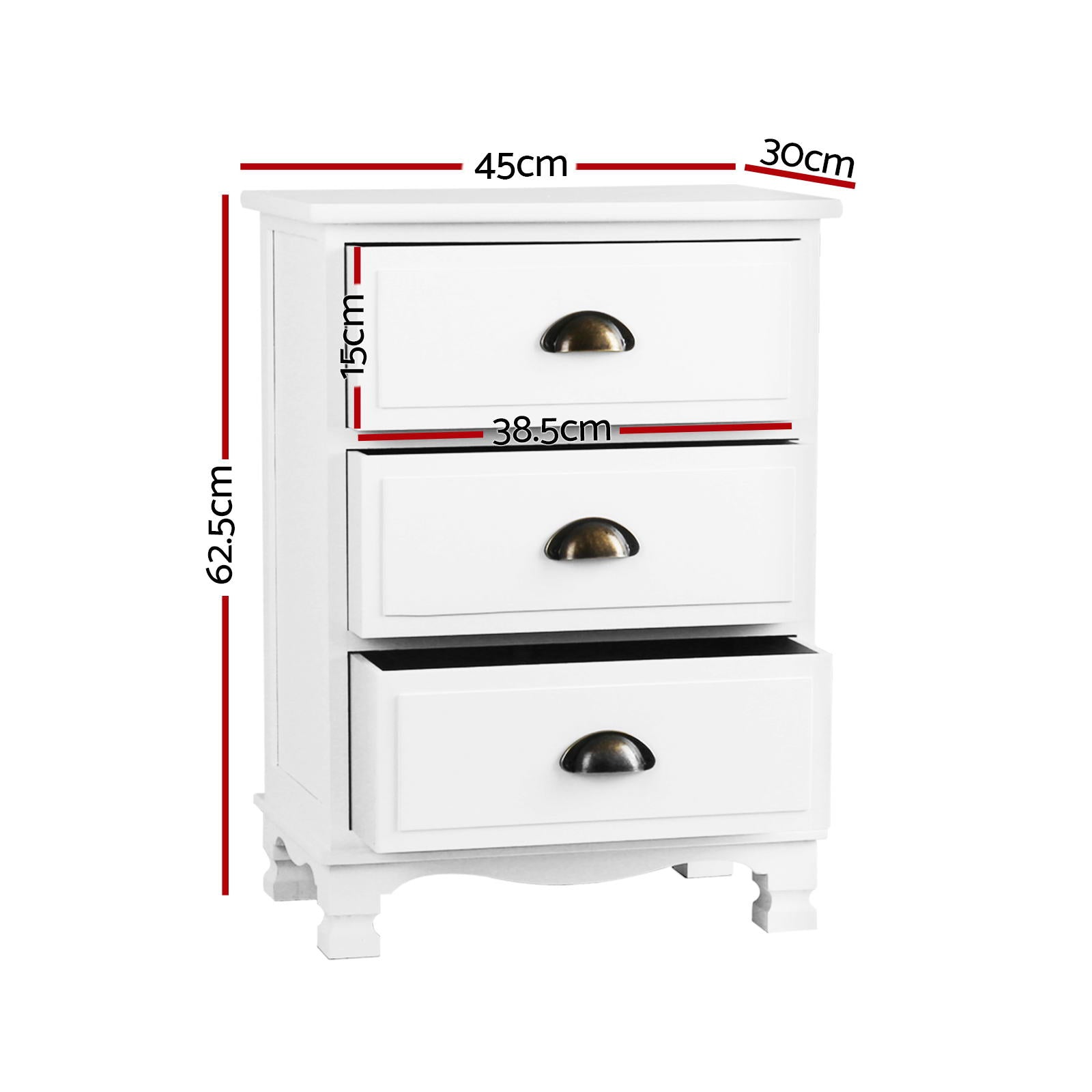 Artiss Thyme Paulownia-Wood Bedside Tables – White, Set of 2