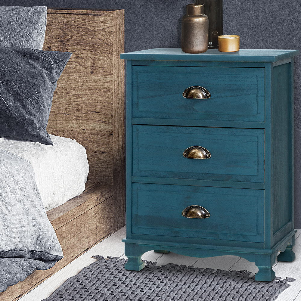 Artiss Thyme 3-Drawer Storage Cabinet – Blue