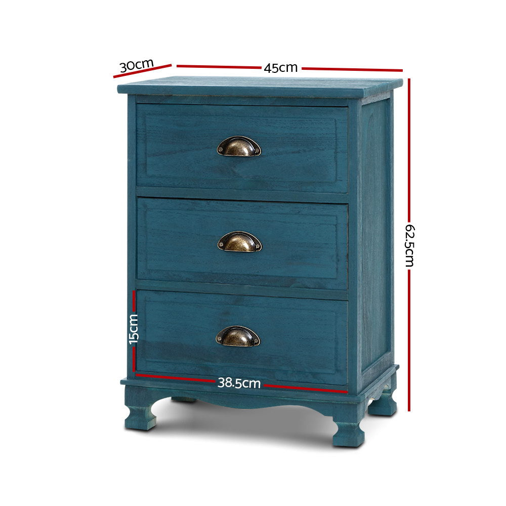 Artiss Thyme 3-Drawer Storage Cabinet – Blue