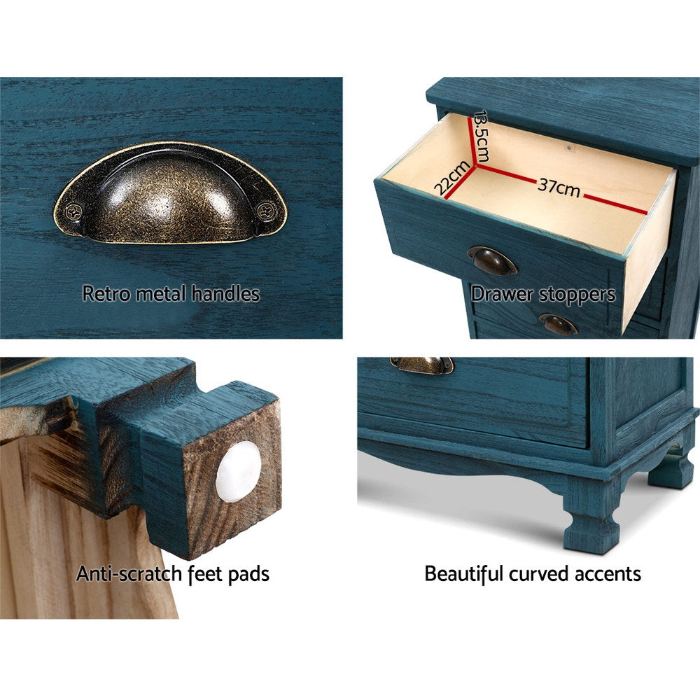 Artiss Thyme 3-Drawer Storage Cabinet – Blue