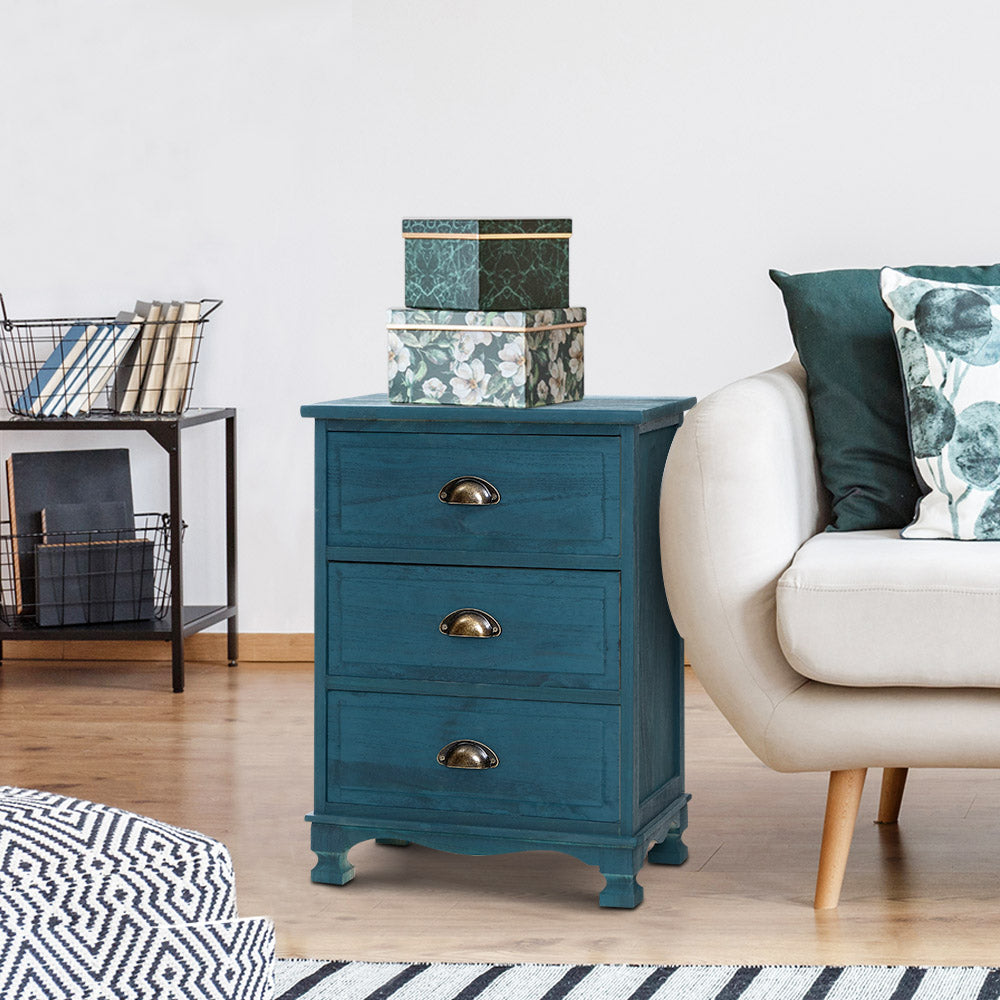 Artiss Thyme 3-Drawer Storage Cabinet – Blue
