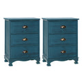 Artiss Thyme Paulownia-Wood Bedside Tables – Blue, Set of 2