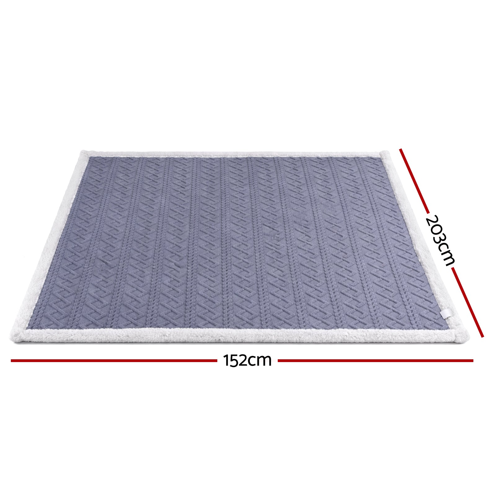 Giselle Bedding Double-Sided Cable Fleece Throw – Grey, 152 × 203 cm