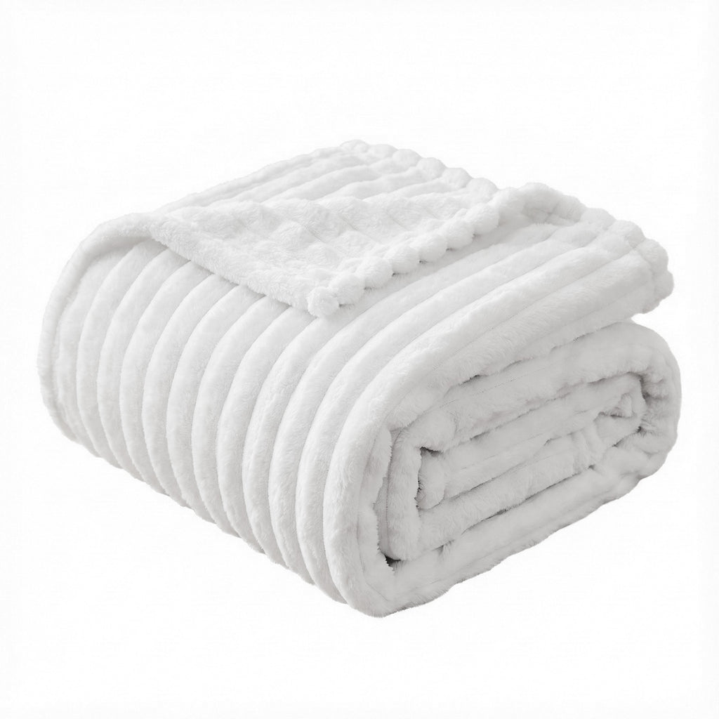 Giselle Bedding Flannel Fleece Throw – White, 127 × 152 cm