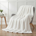 Giselle Bedding Flannel Fleece Throw – White, 152 × 203 cm
