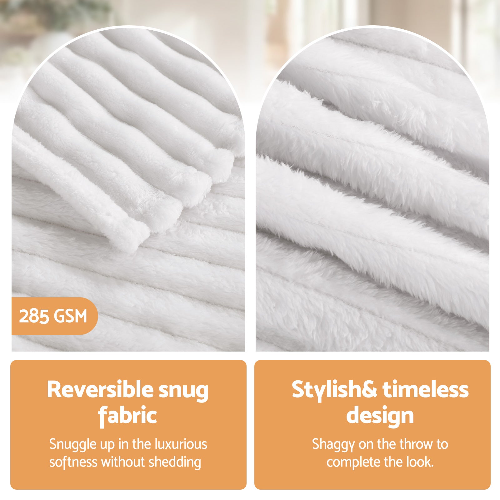 Giselle Bedding Flannel Fleece Throw – White, 152 × 203 cm