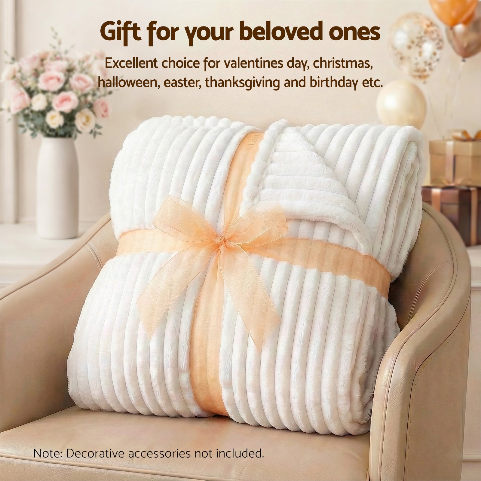 Giselle Bedding Flannel Fleece Throw – White, 152 × 203 cm