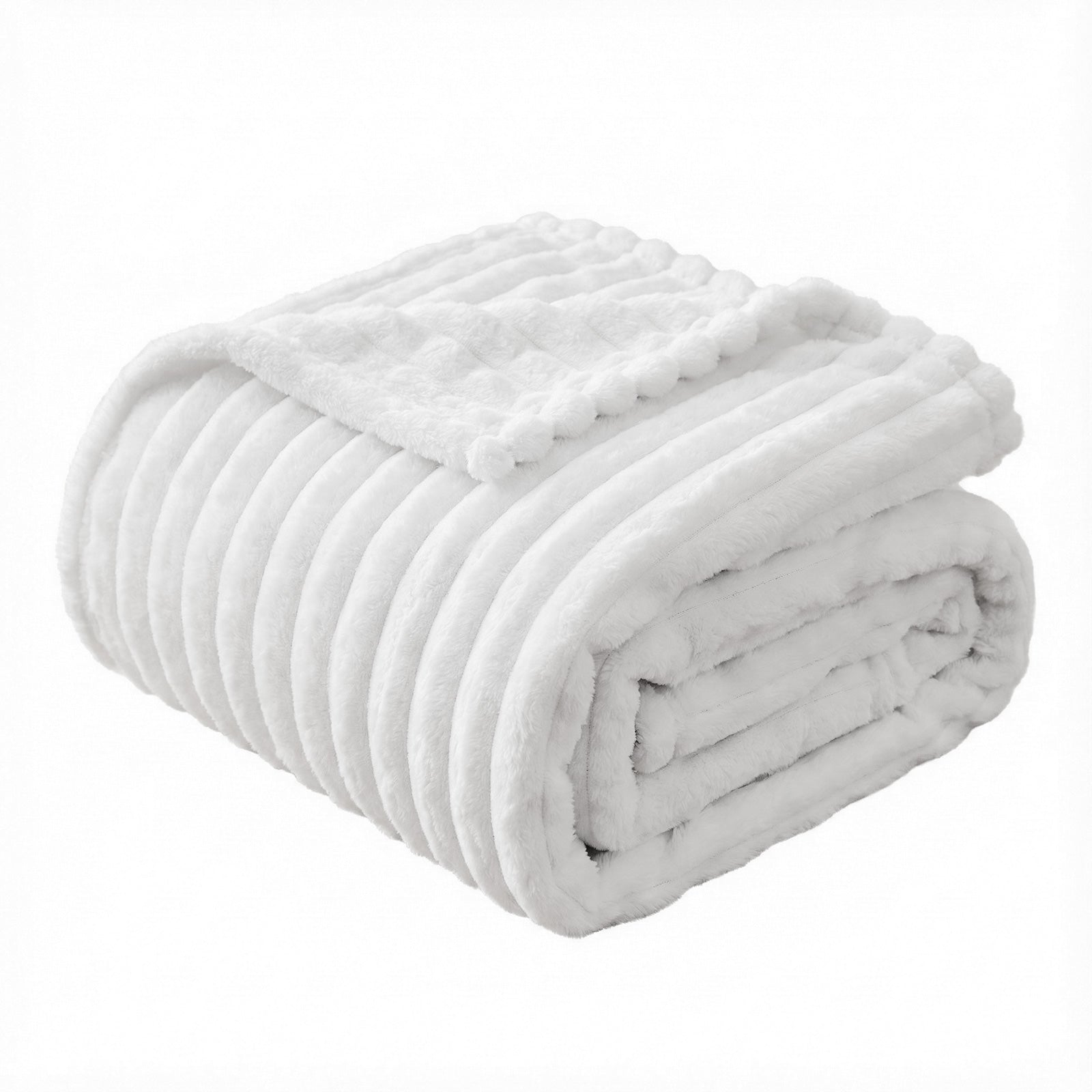 Giselle Bedding Flannel Fleece Throw – White, 203 × 230 cm