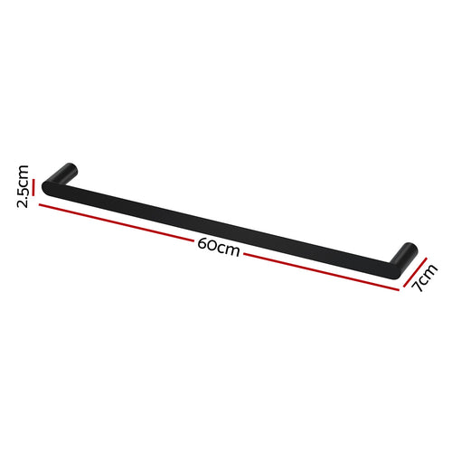 600mm Wall-Mounted Towel Rail – Black