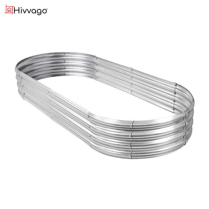 Hivvago Raised Garden Bed – Galvanized Steel Planter Box with Open Base, Silver
