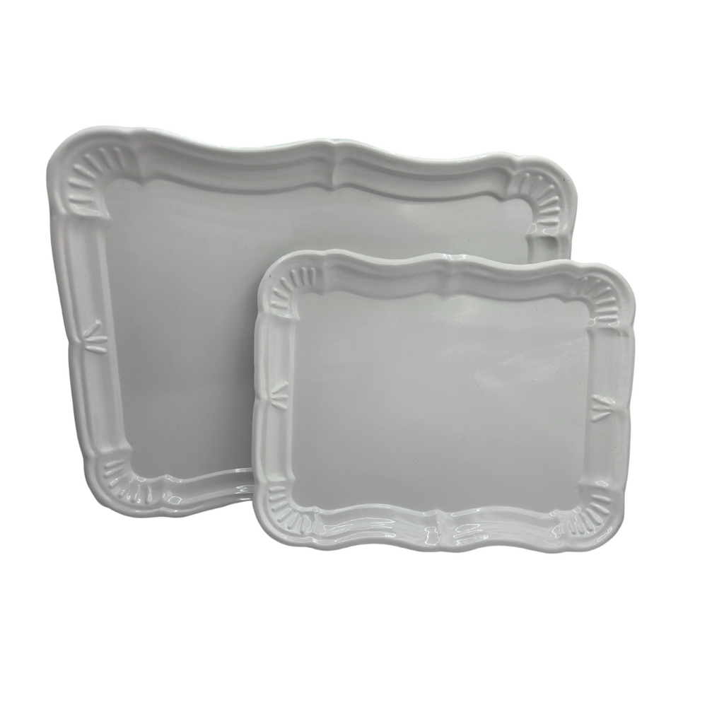 Minimalist White Metal Serving Trays – Set of 2