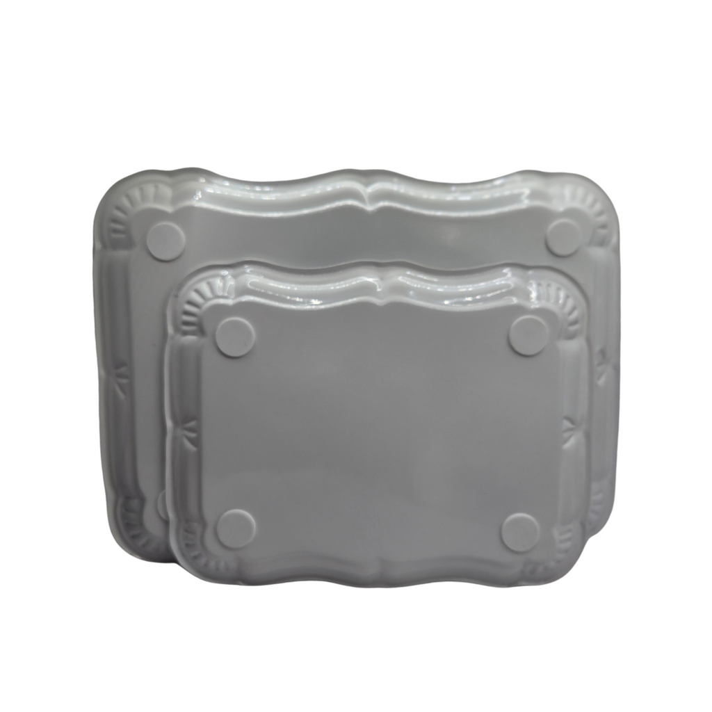 Minimalist White Metal Serving Trays – Set of 2