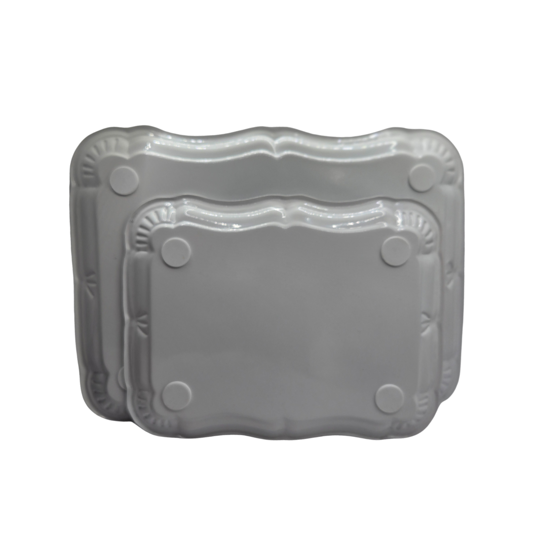 Minimalist White Metal Serving Trays – Set of 2