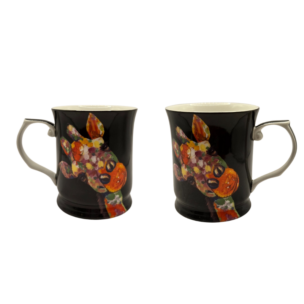 Midnight Safari Giraffe Fine Bone China Mugs – Set of 2