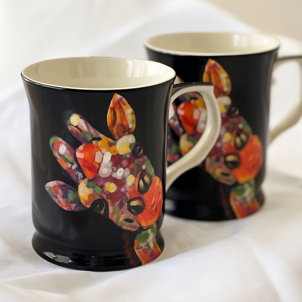 Midnight Safari Giraffe Fine Bone China Mugs – Set of 2