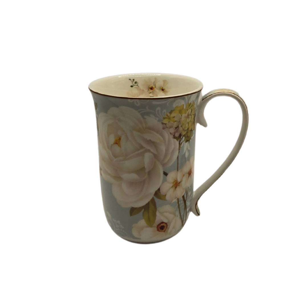 White Rose Fine Bone China Mug with Strainer 405ml