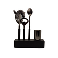 Plantation Black & Silver Bar Tool Set with Stand