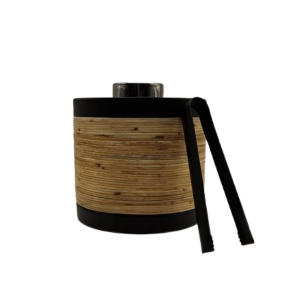 Plantation Black Stainless Steel Ice Bucket with Tongs