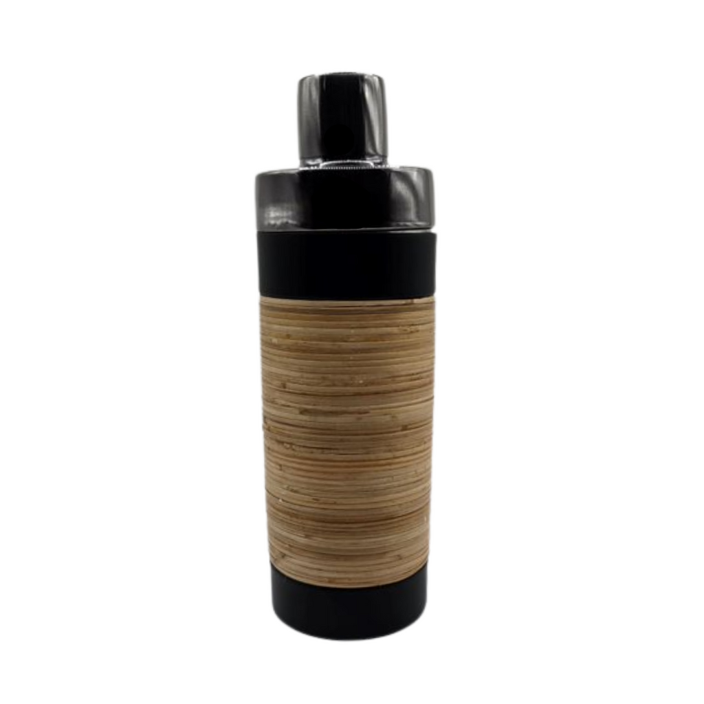 Plantation Black Stainless Steel Cocktail Shaker with Rattan