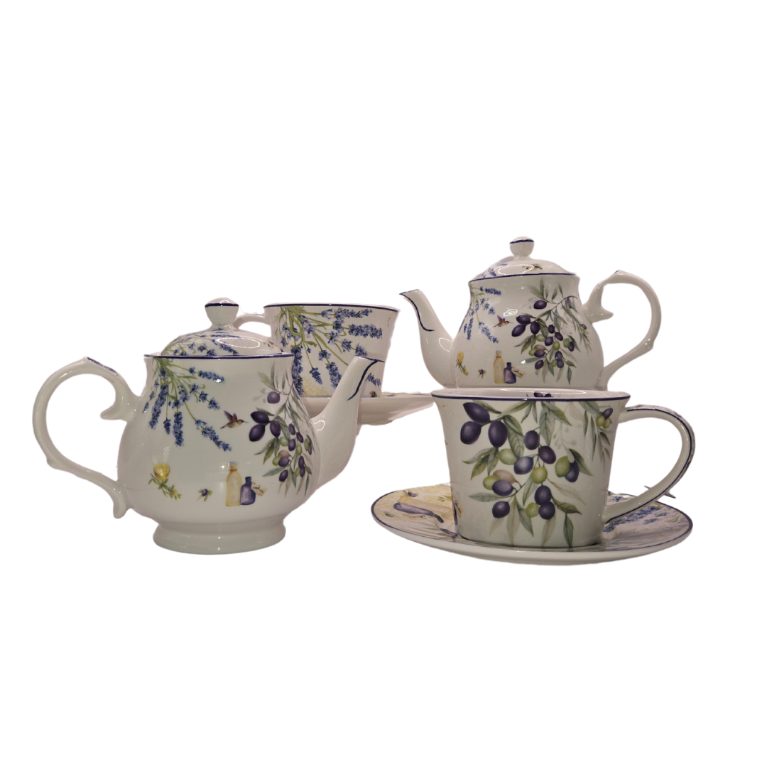 Lavender & Olive Porcelain Tea Set for Two